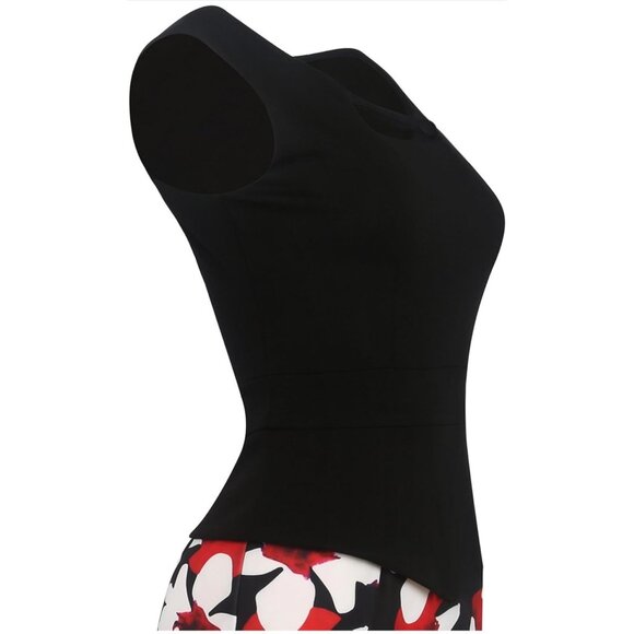 👗 2/$30 👗 Keyhole Neck, Knee Length Business Dress with Floral Bottom Medium - Picture 4 of 5